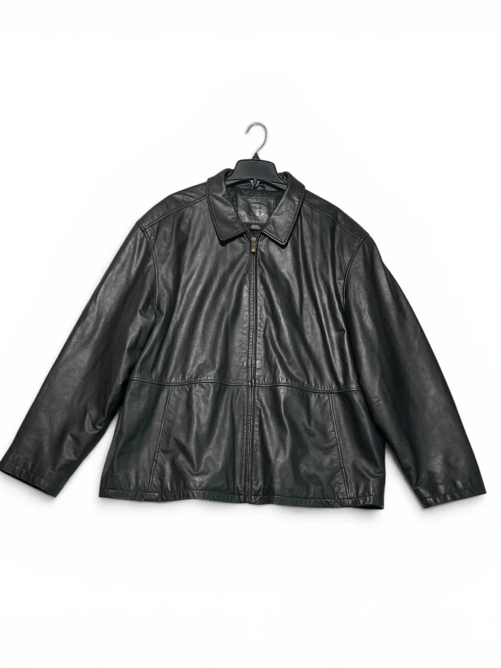 Vintage Knightsbridge Men's Black Y2K Leather Jacket Zip Front Sz XL